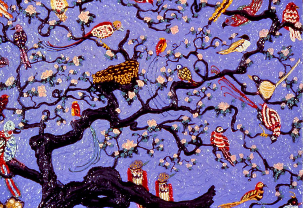 Assorted Birds-Purple Sky, 1978, 30"x40"