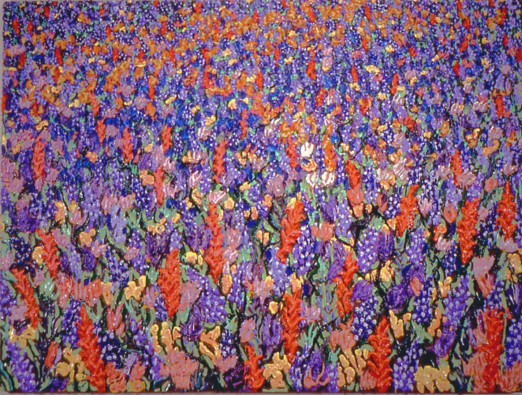 Bluebonnets w/ Indian Paint Brushes #2, 1994, 60"x66" (Darrell Kuhn Collection)