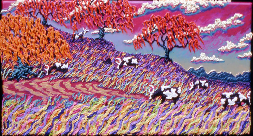 Cows in Pasture with Willows, 1979, 30"x60"