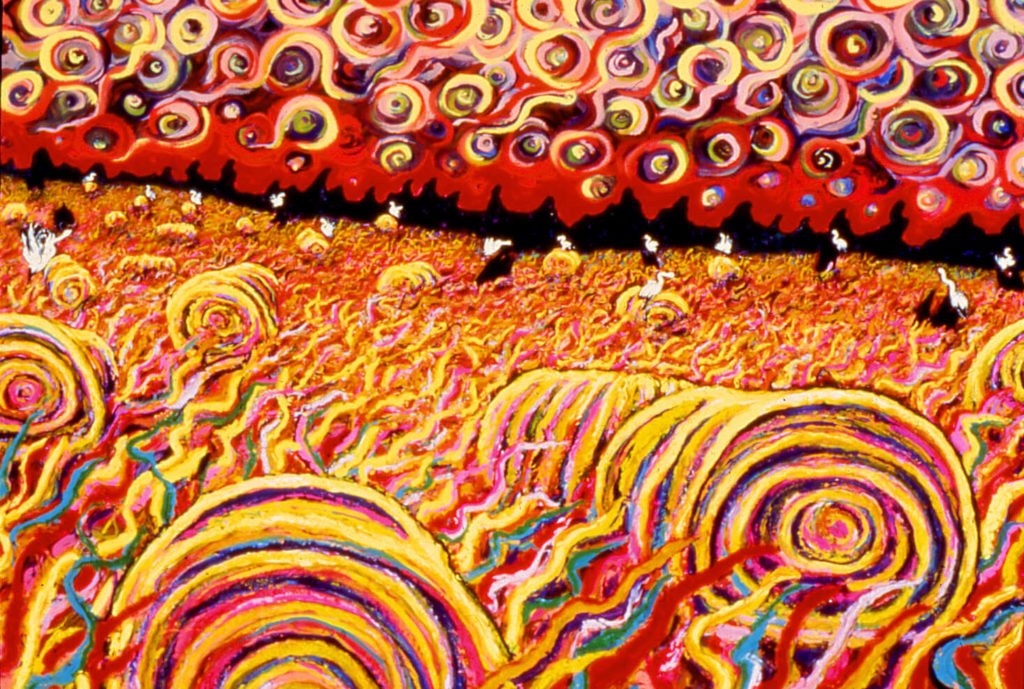 Hay Rolls with Swirling Sky, 1983, 60"x84"