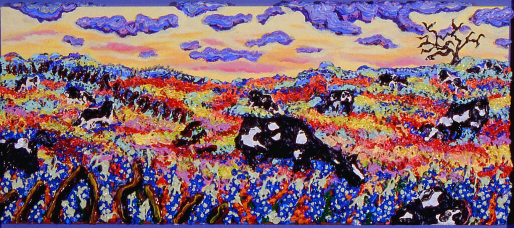 Horizontal Landscape with Holsteins, 1992 (framed), 18"x32"