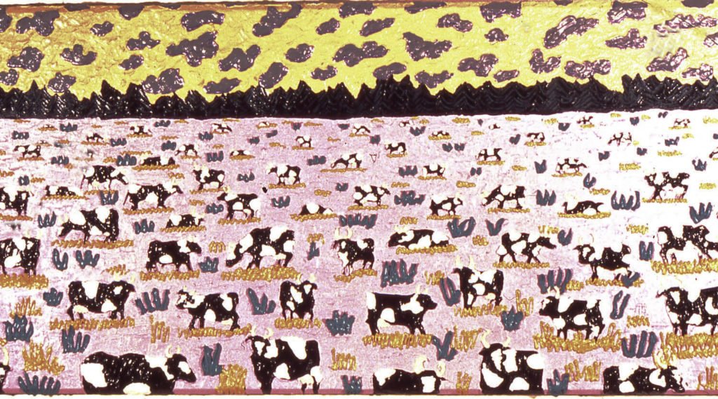 Pink Landscape with Holsteins, 1978, 31"x63"