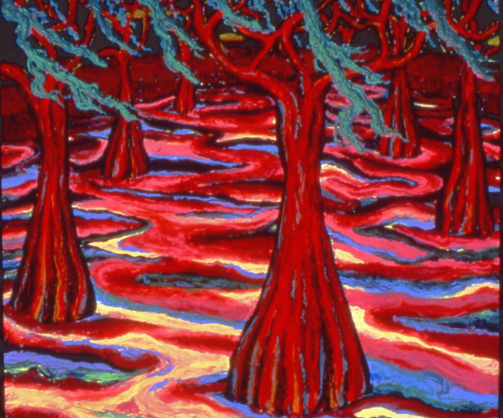 Red Trees in Swamp, 1983, 52"x57"