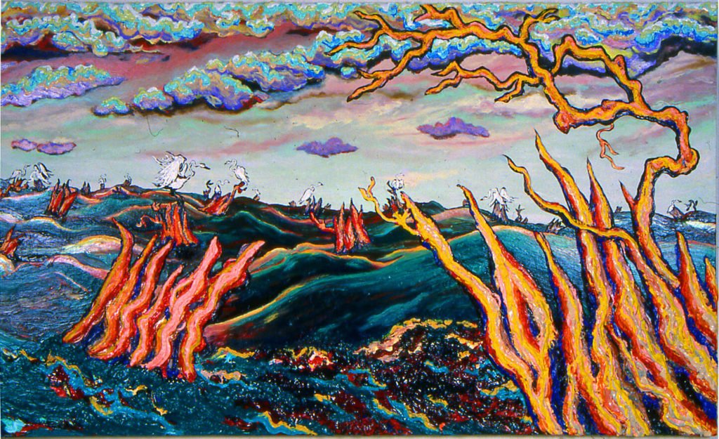 Seascape with Birds Over Stumps, 1992 54x96 @1200dpi
