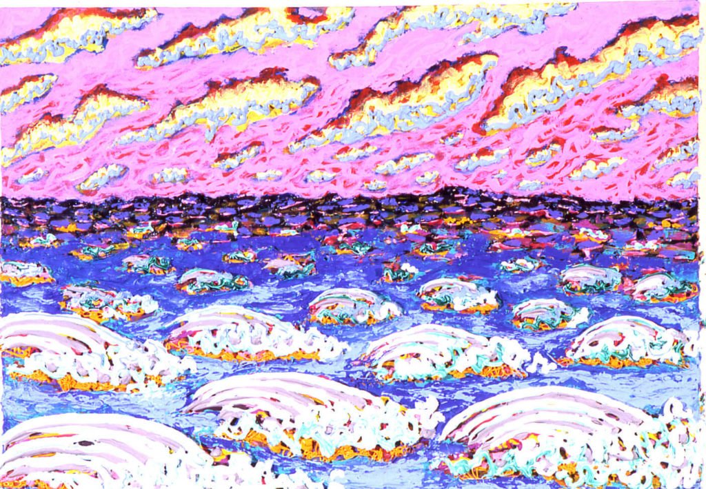 Small Seascape w/ Pink Sky, 1983, 24"x36"