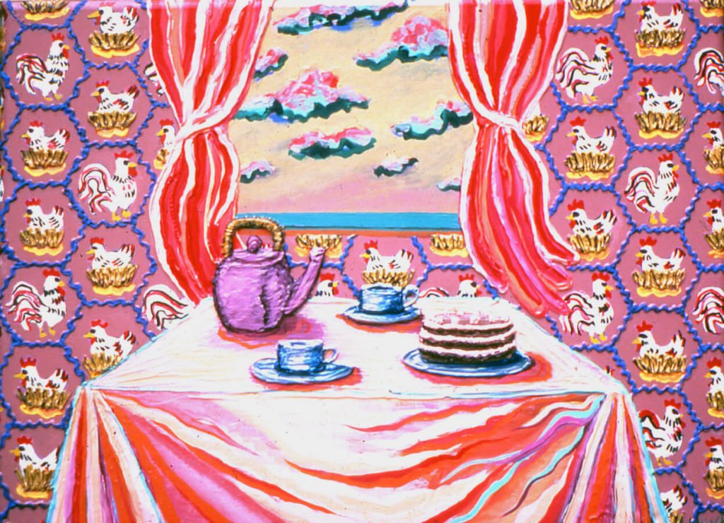 Still Life with Chicken Wallpaper and Cake, 1983, 36"x48"
