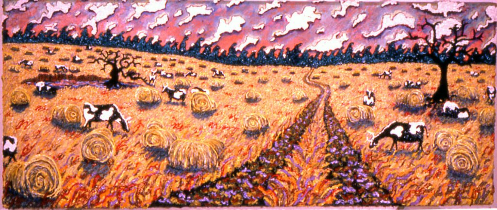 View of Road to the Cattleguard, 1980, 37"x91"