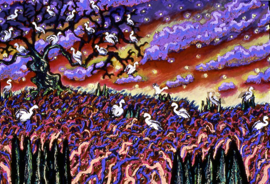 Whooping Cranes, 1982 31"x42"