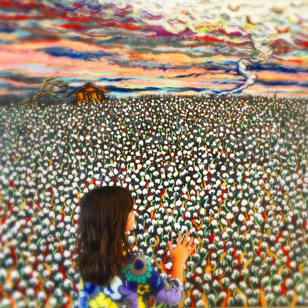 Cotton Field w Tornado and little girl at showing LBL